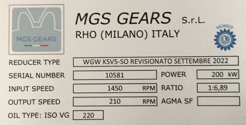 Gearbox WGW KSV 5/S Separator Command WEDAG ZU 45 for Italcementi