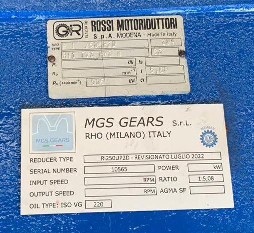 Gearbox review ROSSI RI 250 UP2D for Cartiera PM3