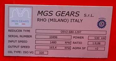 Gearbox OSV2-680-1297 MGS command pulper for Cartiera del Chiese