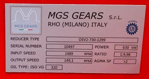 Gearbox OSV2-730-1299 MGS command pulper for Cartiera del Chiese